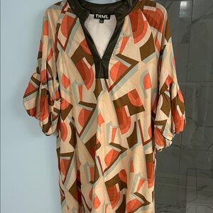 THML Abstract Patterned Tunic with Earthy Tones